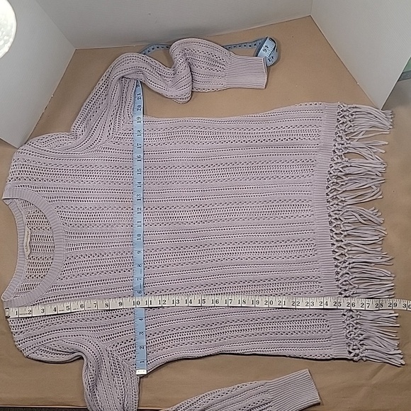 Soft Surroundings Size M, Light Purple Loose Knit Sweater with Tassel Hem.  EUC! - Picture 10 of 10